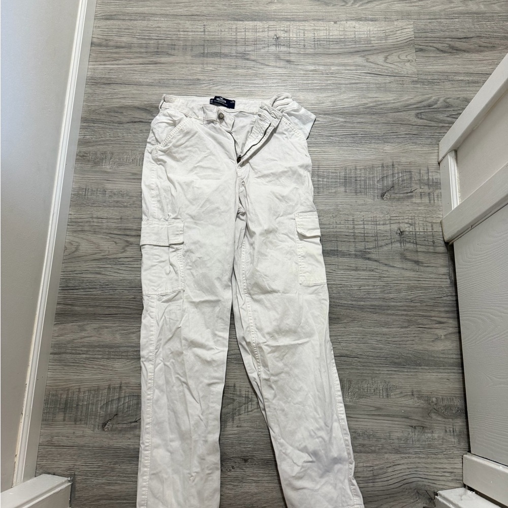 Hollister White Cargo Trousers with Side Flaps